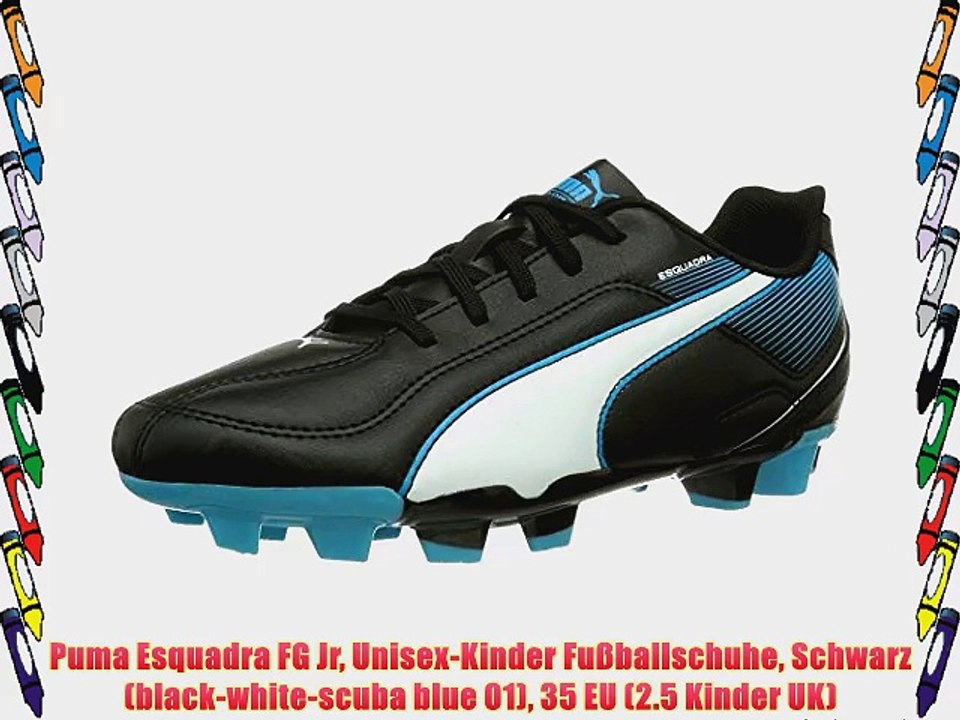 Puma Esquadra FG Jr Unisex-Kinder Fu?ballschuhe Schwarz (black-white-scuba blue 01) 35 EU (2.5
