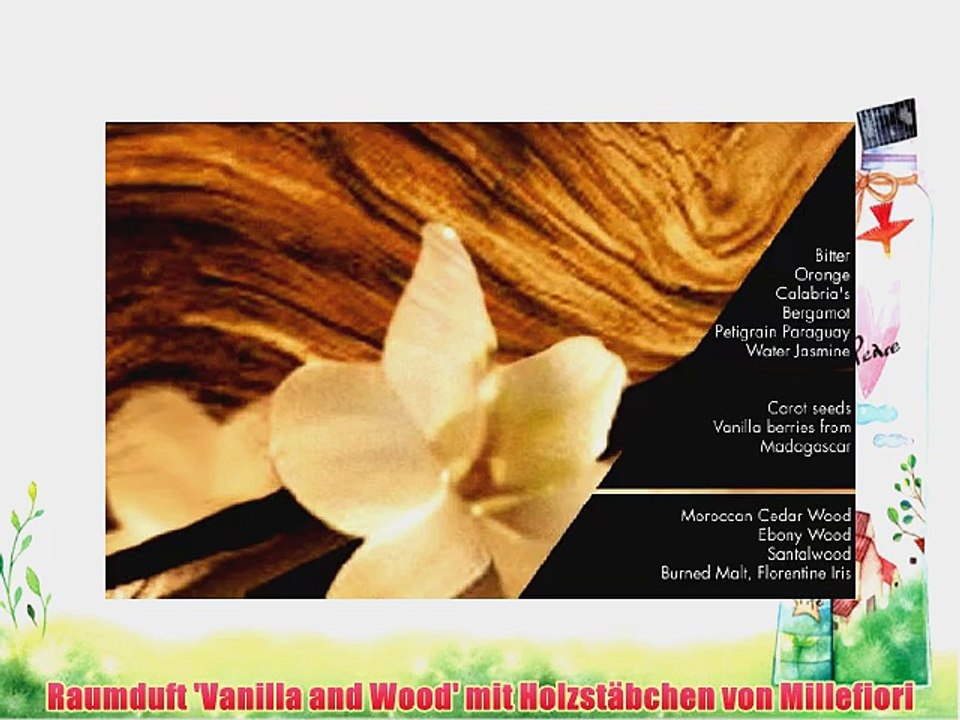 Raumduft 'Vanilla and Wood' mit Holzst?bchen von Millefiori