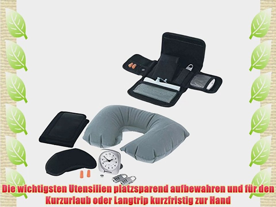Reiseset in attraktiver Nylontasche f?r Vielflieger inkl. Reisewecker 2 Zahlenschl?ssern Schlafbrille