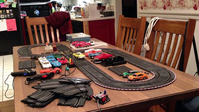 Eldon 1/32 slot cars on SCX 1/43 track