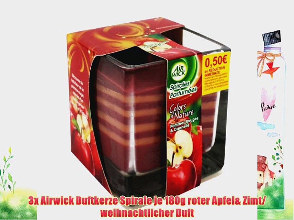 3x Airwick Duftkerze Spirale je 180g roter Apfel