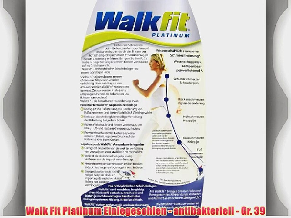 Walk Fit Platinum Einlegesohlen - antibakteriell - Gr. 39