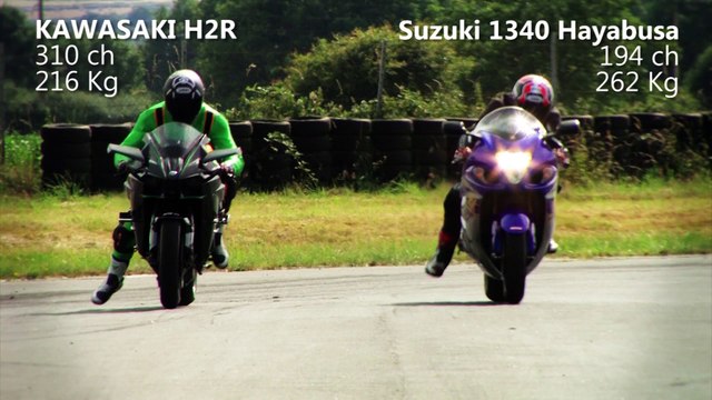 Test d'accélération : Kawasaki H2R vs Suzuki 1340 Hayabusa