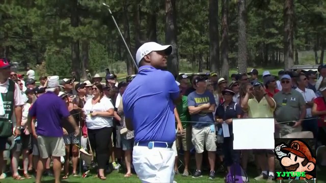 Justin Timberlake et Alfonso Ribeiro font la danse de Carlton pendant un tournois de Golf