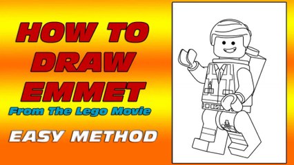 How to Draw Emmet Brickowski from The Lego Movie - Easy Method - The Lego Movie Sequel - Emmet