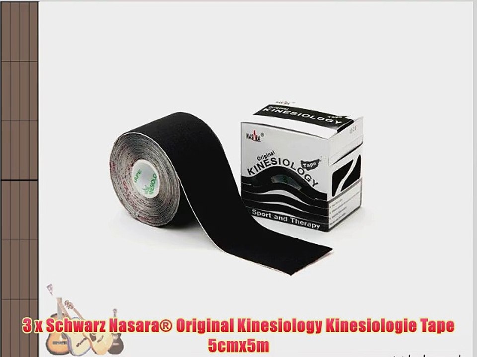 3 x Schwarz Nasara? Original Kinesiology Kinesiologie Tape 5cmx5m