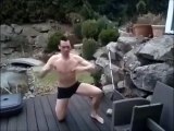 Man slip while jumping