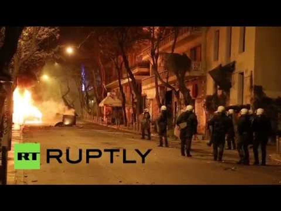 Greek rioters clash with police, hurl petrol bombs, torch cars during anti-prison protest
