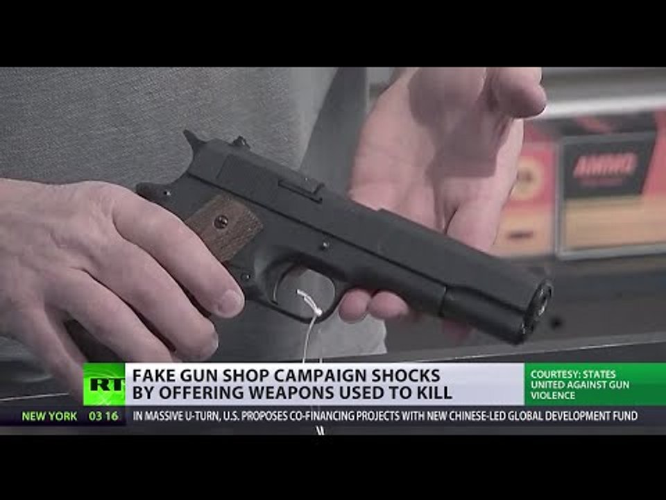 Fake gun shop offers weapons used to kill to campaign against violence