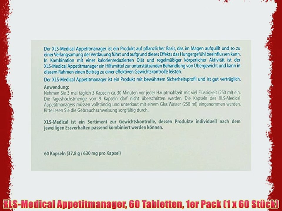 XLS-Medical Appetitmanager 60 Tabletten 1er Pack (1 x 60 St?ck)