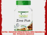 Zimt Plus - Zimtextrakt 200mg mit Chrom Alpha-Lipons?ure und Zink - 90 Kapseln vegetarisch