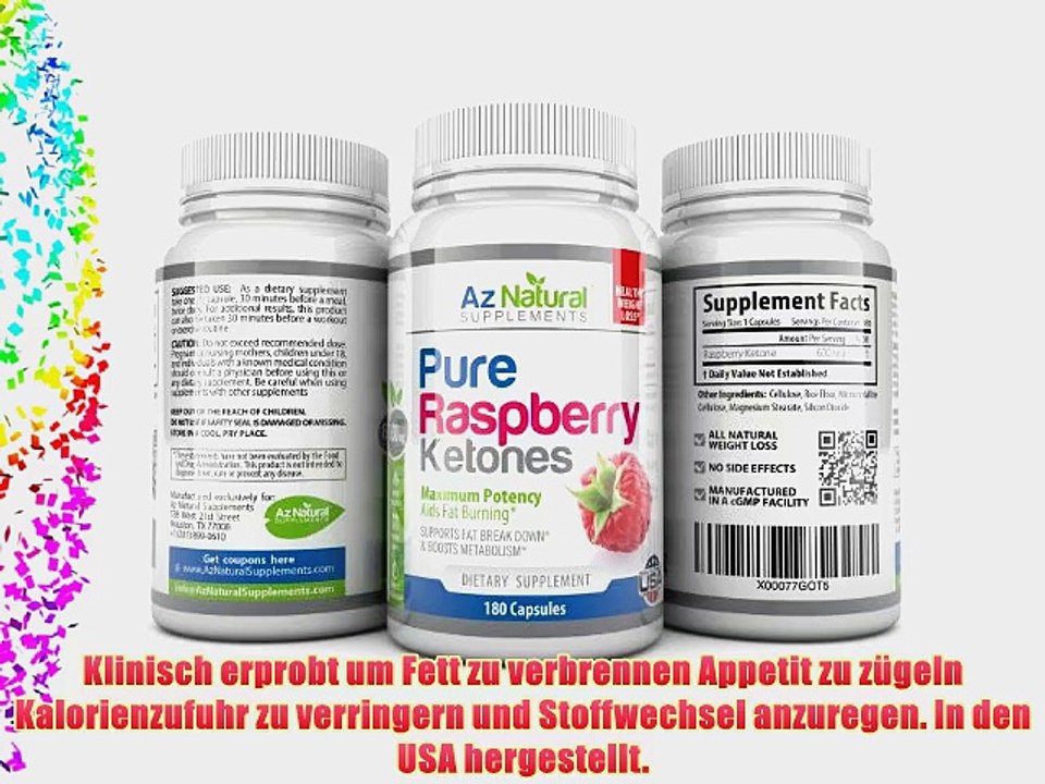 Raspberry Ketones Plus 600mg - ultra  1200mg - 180 Kapseln pro Flasche - max Ergebnisse - pure