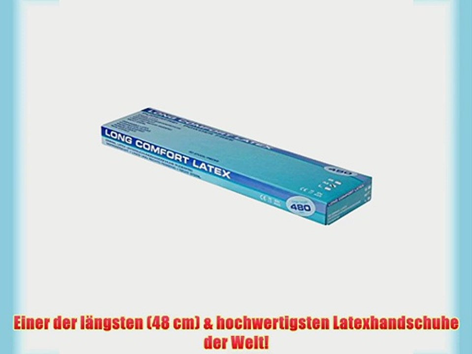 40 extra lange Latexhandschuhe Long Comfort 480 puderfrei Einmalhandschuhe L