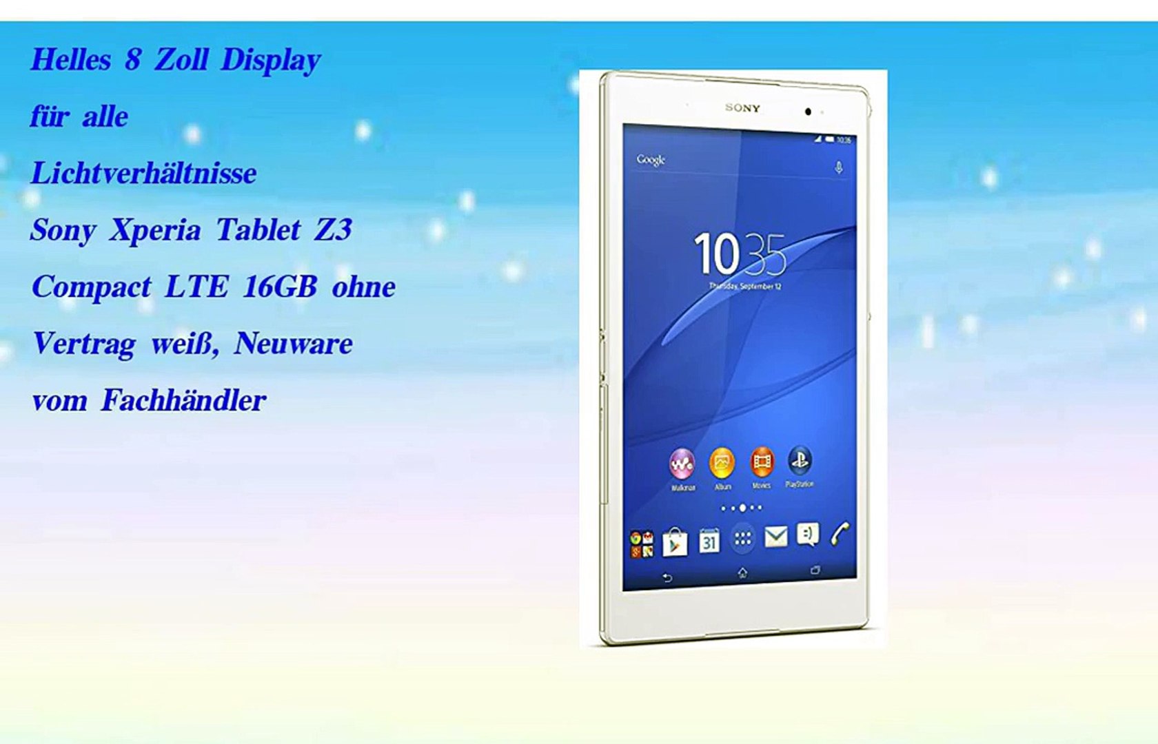 Sony Sgp621 Xperia Z3 Tablet Compact 3 Cm 8 Zoll Video Dailymotion