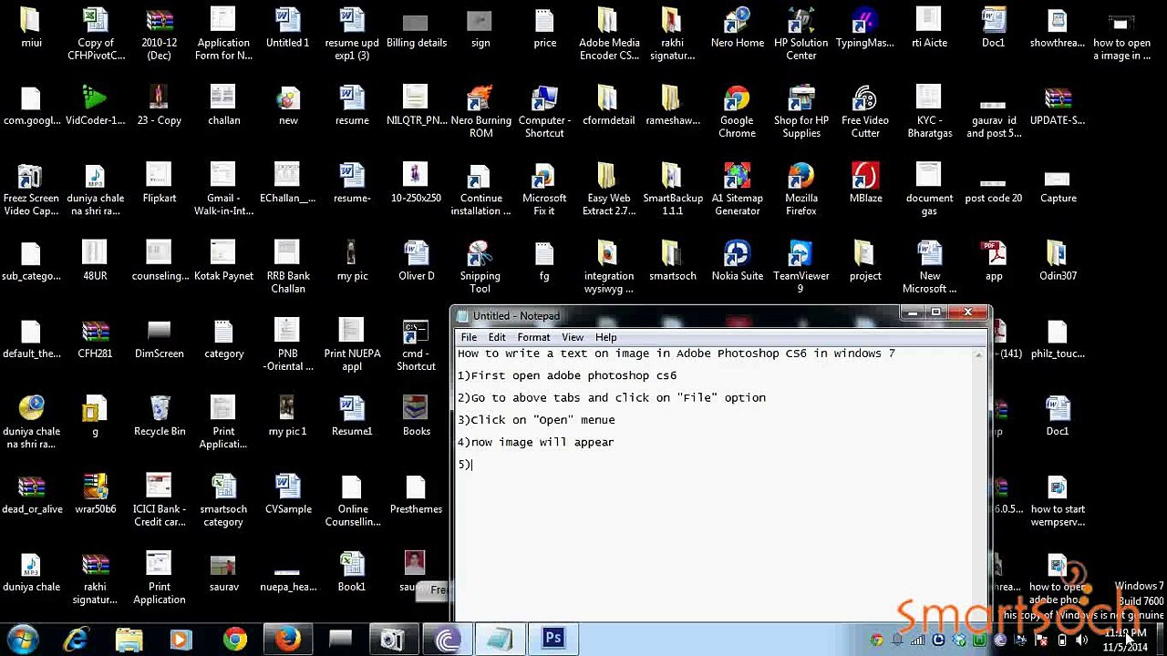 How To Write Some Text On Image In Adobe Photoshop Cs6 In Windows 7