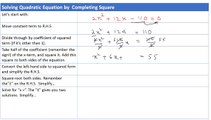Solving Quadratic Equations by Completing the Square - Example 2