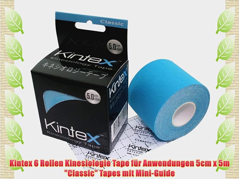 Kintex 6 Rollen Kinesiologie Tape f?r Anwendungen 5cm x 5m Classic Tapes mit Mini-Guide