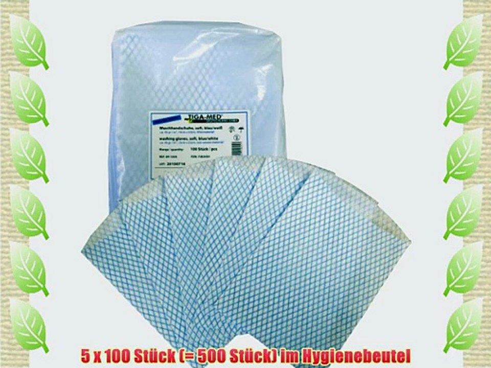 Waschhandschuhe Einmal- Einweg- Vliesmaterial soft Waschlappen blau/weiss  Profi Qualit?t 500