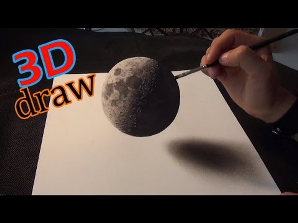 Drawing of a Moon in 3D ! AMAZING illusion