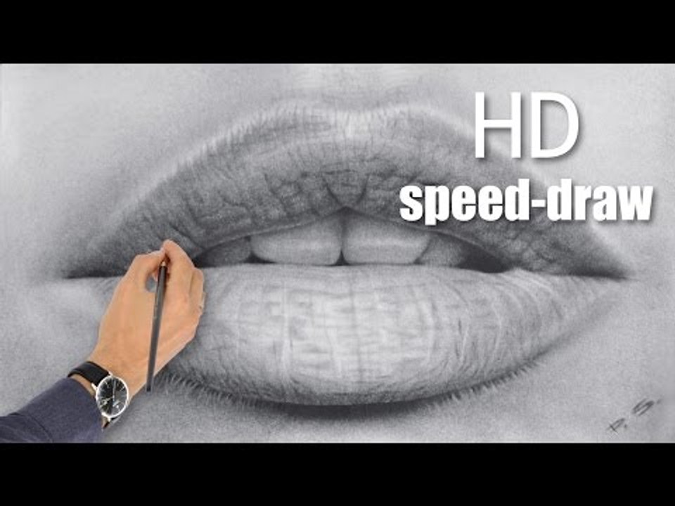 How to Draw realistic lips (speed painting) drawing HD