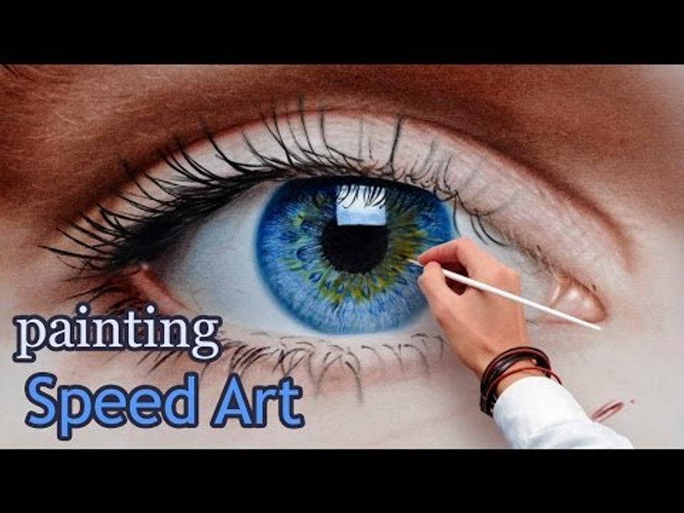 Speed Painting an Eye in oil dry brush/ realistic (How To Draw)