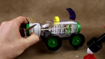 Car made with a bottle - (Rubber Band Powered Car)
