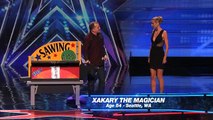 Xakary the Magician Heidi Klum Gets Sawed in Half America's Got Talent 2015
