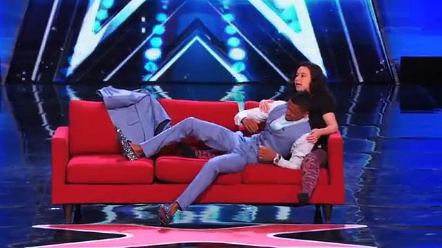 The Cuddler Judges Pile on Top of Nick Cannon to Give Him a Hug Americas Got Talent 2015