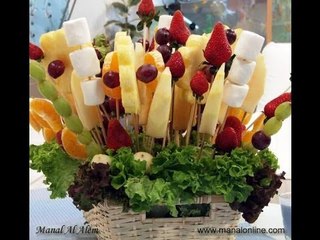 تزيين بوكيه الفواكه - مطبخ منال العالم