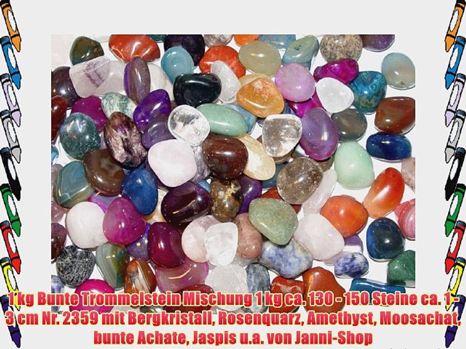 1 kg Bunte Trommelstein Mischung 1 kg ca. 130 - 150 Steine ca. 1 - 3 cm Nr. 2359 mit Bergkristall