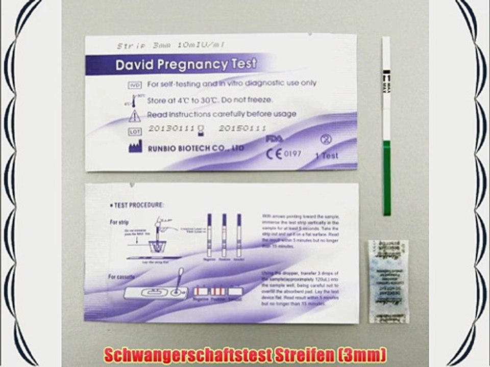 50 x Schwangerschaftstest Streifen 10mlu/ml HCG Test Schwangerschaft Pregnancy