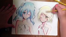 Miku Hatsune & Rin Kagamine - Colored Pencil Illustration