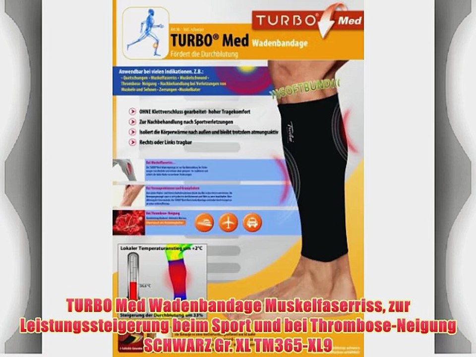 TURBO Med Wadenbandage Muskelfaserriss zur Leistungssteigerung beim Sport und bei Thrombose-Neigung