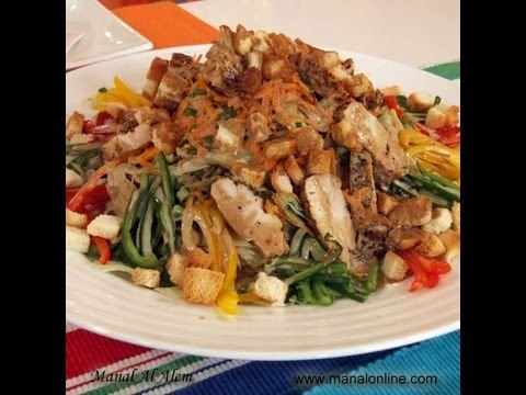سلطة الكرنب مع الدجاج المشوي - مطبخ منال العالم