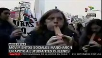 Movimientos sociales marchan en apoyo a estudiantes chilenos