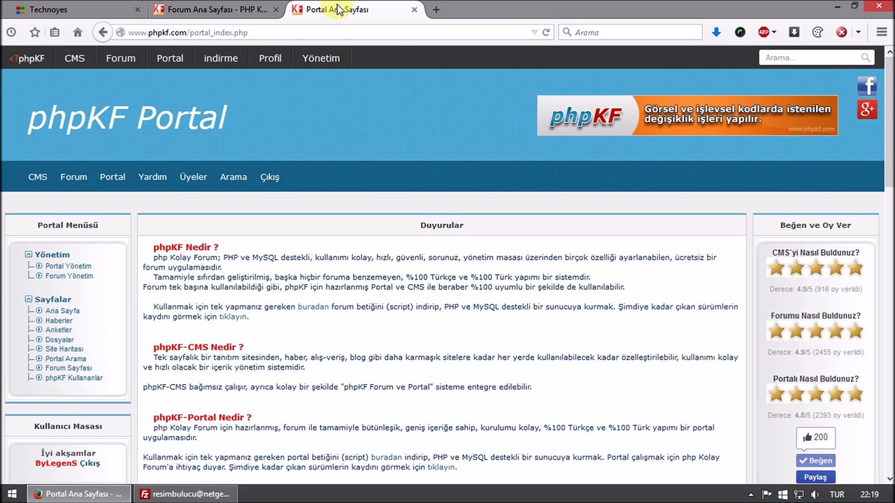 phpKF Portal Kurulumu - Technoyes.com