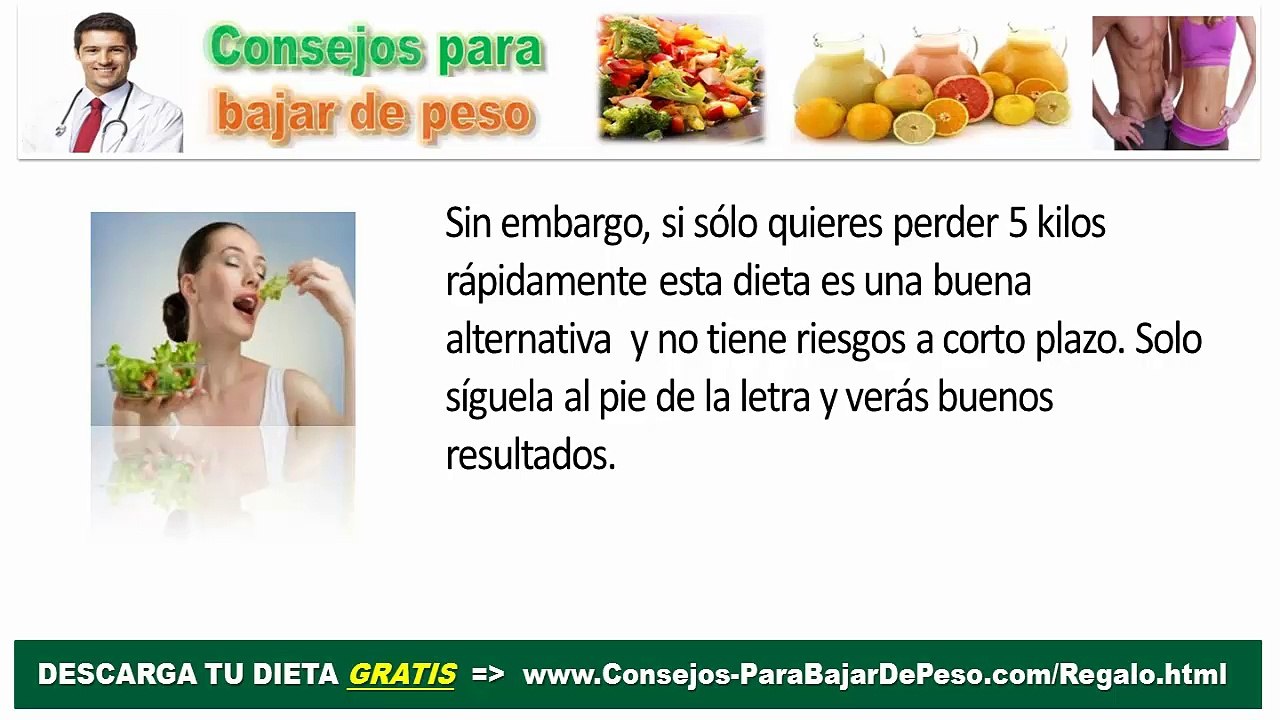 Dieta de emergencia para bajar de peso rápido hasta 5 kilos en 5 días