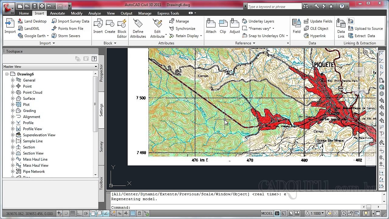 Georreferenciando uma carta topográfica - Curso Básico de AutoCAD Civil 3D - Aula 4.1 - cadguru