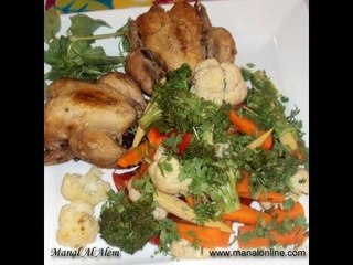دجاج وخضروات علي البخار1 - منال العالم