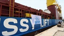 First UN aid ship in 4 months docks in Yemen's Aden