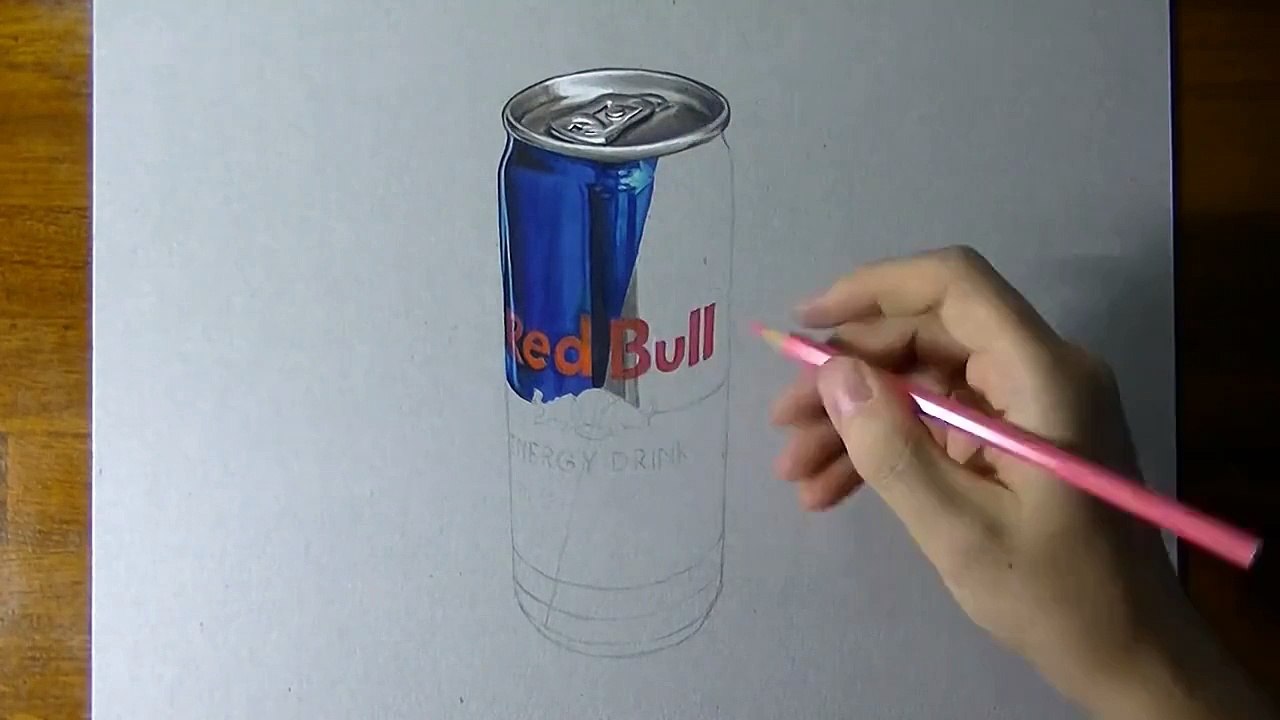 Red Bull can timelapse drawing