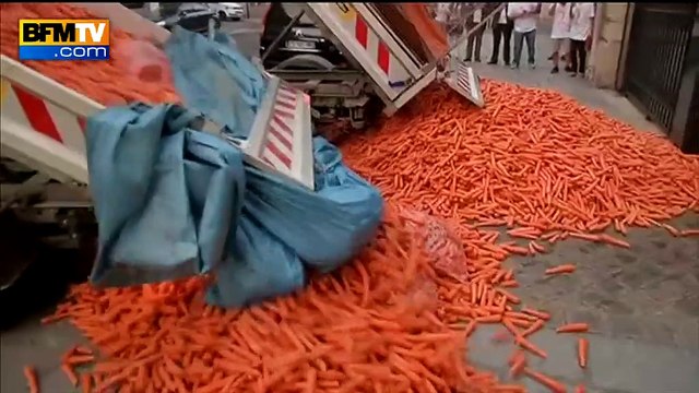 Paquet neutre: les buralistes déversent des carottes devant le siège du PS