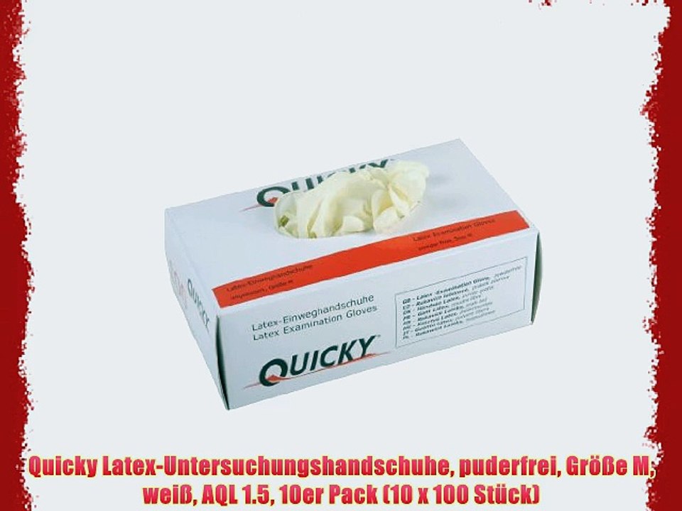 Quicky Latex-Untersuchungshandschuhe puderfrei Gr??e M wei? AQL 1.5 10er Pack (10 x 100 St?ck)