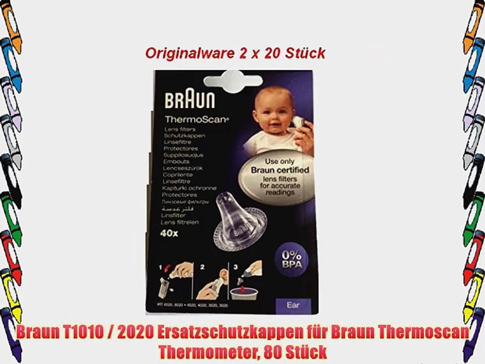 Braun T1010 / 2020 Ersatzschutzkappen f?r Braun Thermoscan Thermometer 80 St?ck