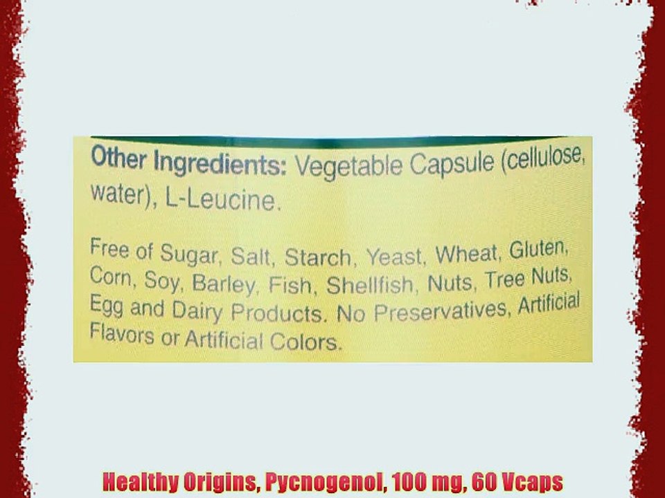 Healthy Origins Pycnogenol 100 mg 60 Vcaps