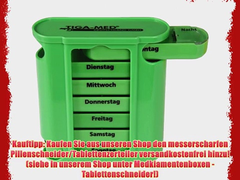 Medikamentendosierer gr?n Tablettenbox 4er Set (=4St?ck) Tablettendosierer Pillendose 7 Tage