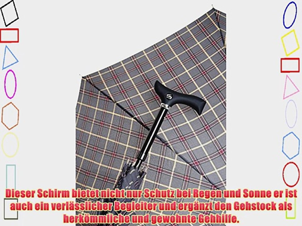 DESIGNER Automatik Schirm GEHHILFE GREY KARO GEHSTOCK f?r modebewusste Senioren