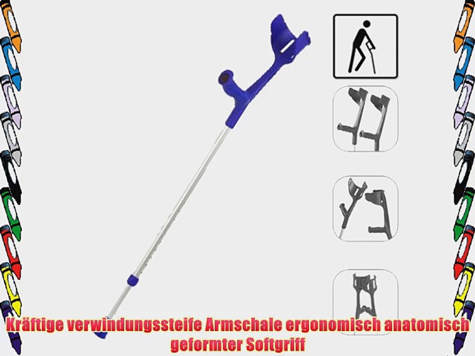 1x REBOTEC SOFT-GRIP Gehhilfe made in Germany Unterarm-Gehst?tze Kr?cke (Farbe: blau)