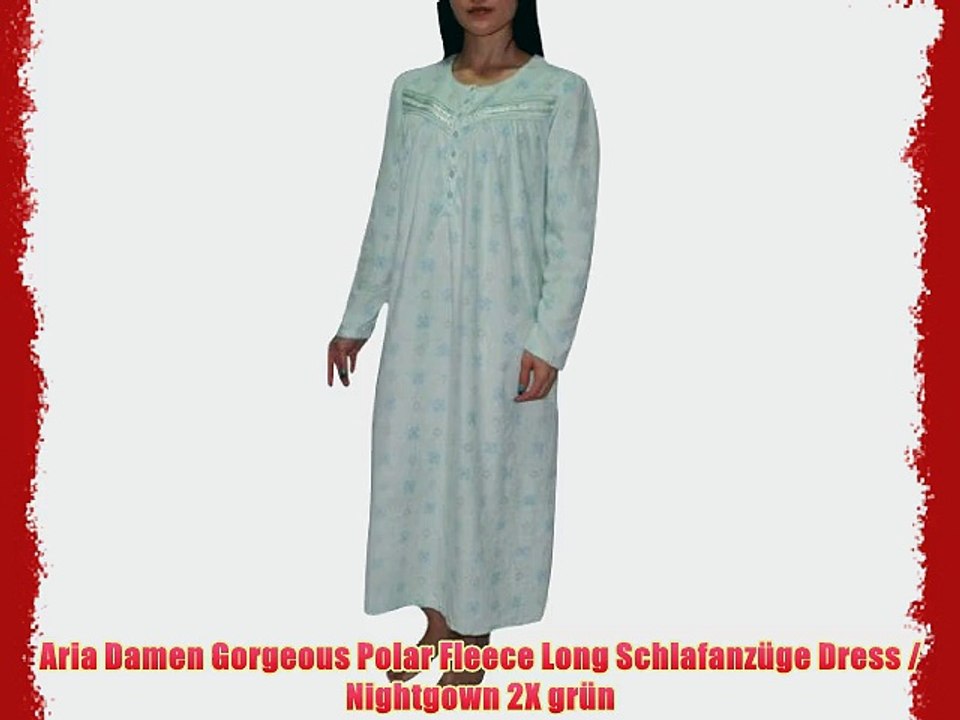 Aria Damen Gorgeous Polar Fleece Long Schlafanz?ge Dress / Nightgown 2X gr?n