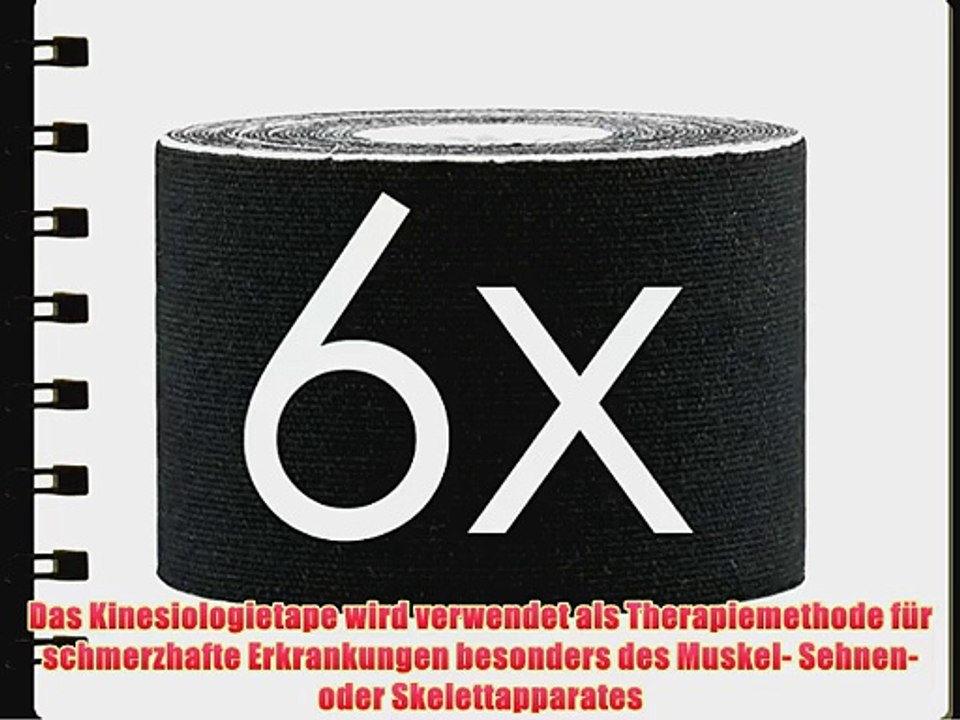 Kinesiologie Tape elastisches Klebeband 5mx5cm in verschiedenen Farben Schwarz 6 St?ck Original